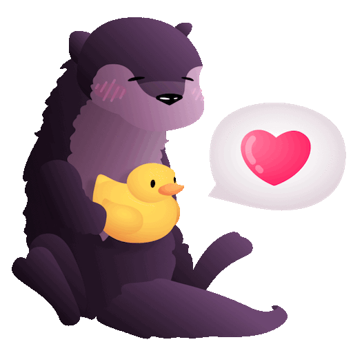 Animated gif of a vector otter holding a rubber ducky